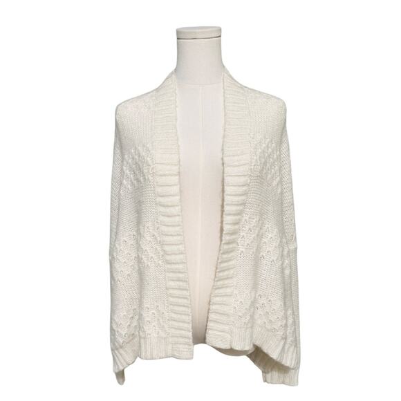 Wooden Ships S/M Cream Ivory Cozy Open Front Cardigan Wool Mohair Acrylic Soft - Picture 1 of 7